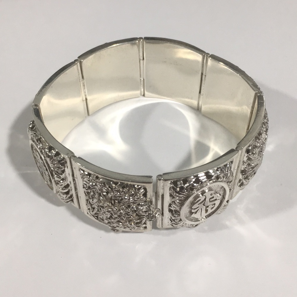 Sterling Silver Wide Bangle Bracelet